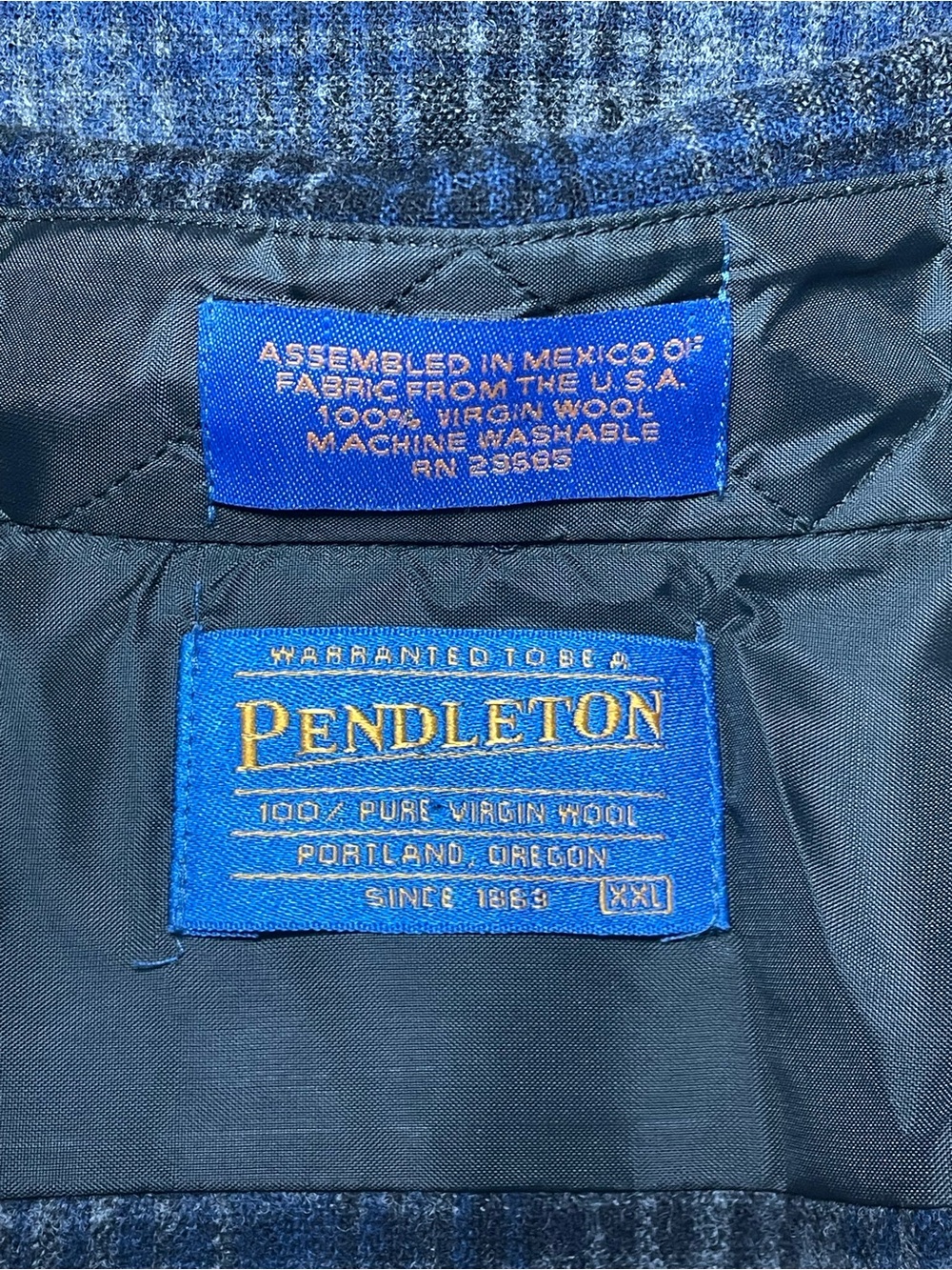 Pendleton Men’s XXL 100% Virgin Wool Blue Plaid Pearl Snap Western Shirt 2XL - Picture 8 of 8